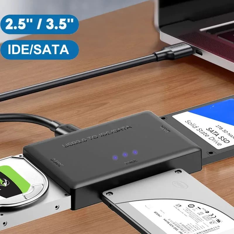 Convertitore USB 3.2 3.0 a SATA IDE3.0 Adattatore esterno per disco rigido HDD SSD da 2,5/3,5 pollici Cavo USB 3.0 a SATA III per PC portatile