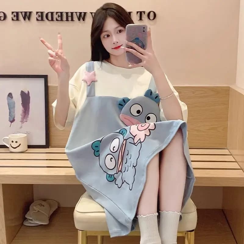 Pigiama Y2K alla Moda per Donne, Vestito Estivo Kawaii con Cartoni Animati, Abbigliamento da Casa, Accappatoio, Completo per Studentesse, Nuovo Stile