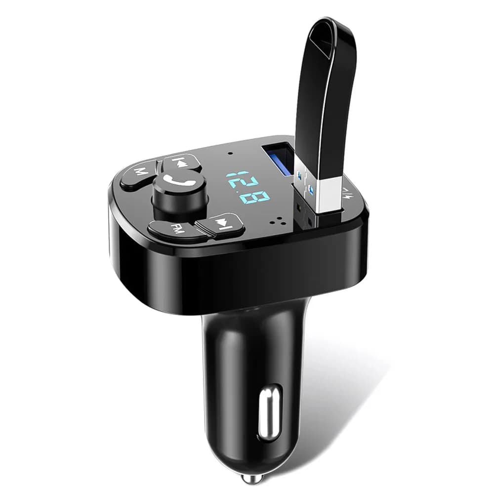 Lettore MP3 per Auto con Trasmettitore FM Wireless BT, Caricatore USB Doppio, Supporto per Chiamate in Vivavoce e Lettore USB