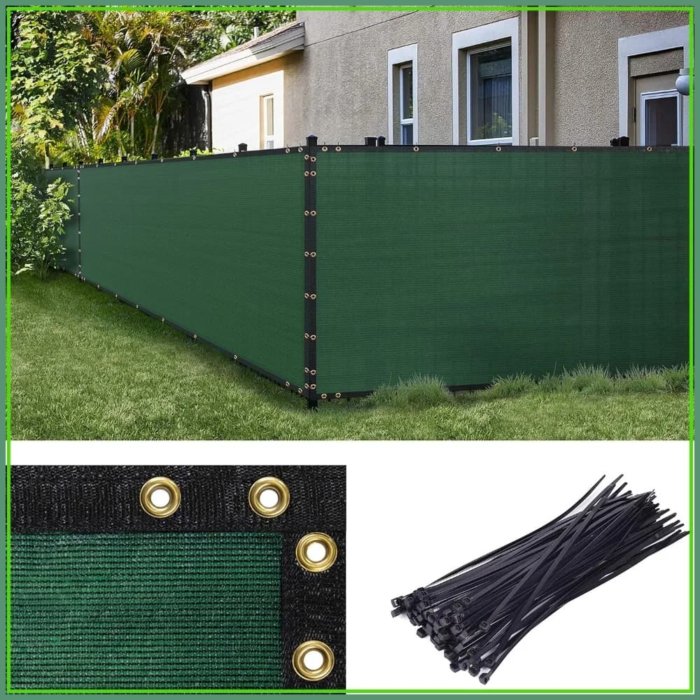 Schermo per la privacy 5'x50', Paravento resistente con blocco del 90% della luce, con fissaggi e occhielli, fascette stringicavo incluse