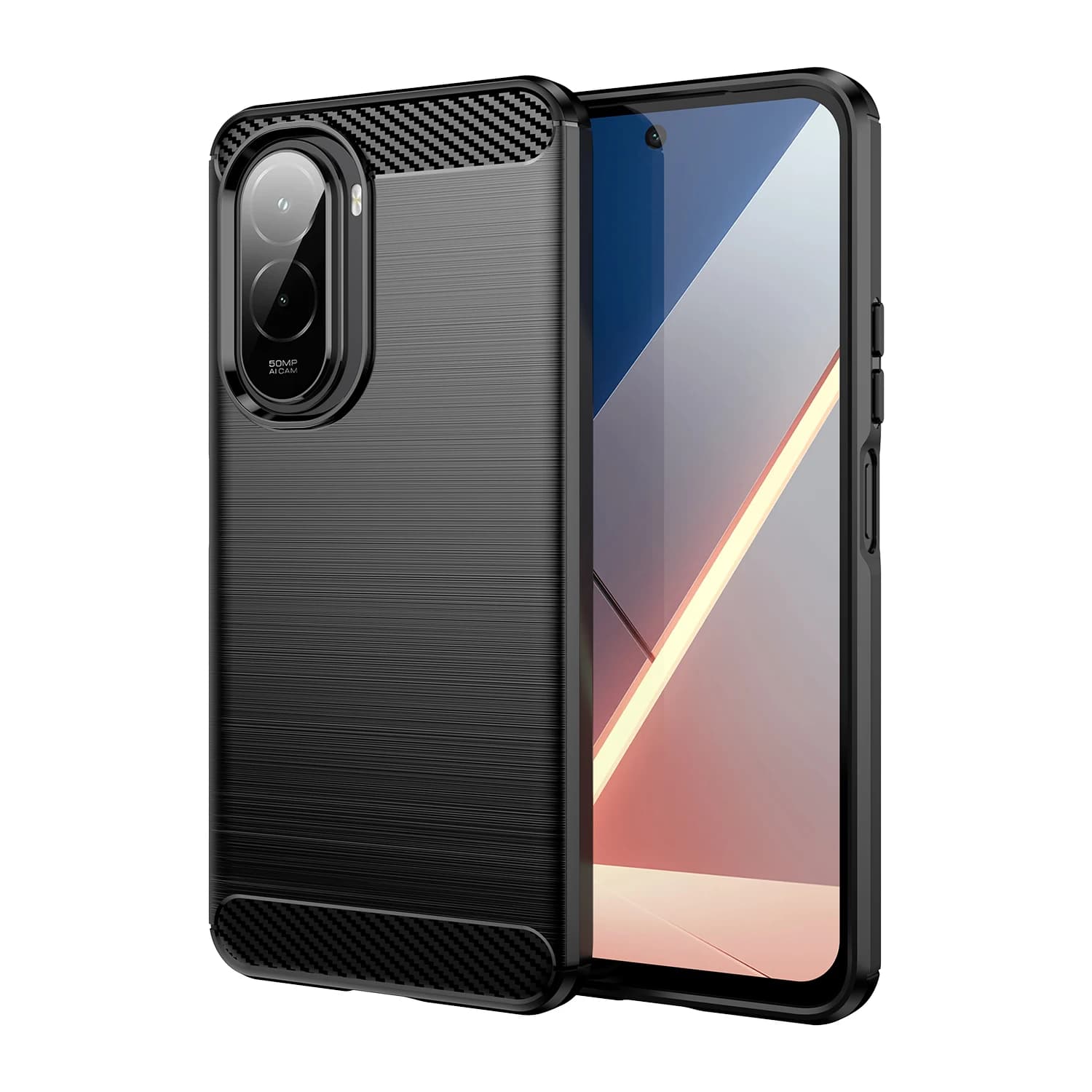 For Xiaomi Poco M7 4G Case Shockproof Soft Silicone Carbon Fiber Back Cover Poco M7 Plus Phone Case For Poco M7 Case 6.9 inch