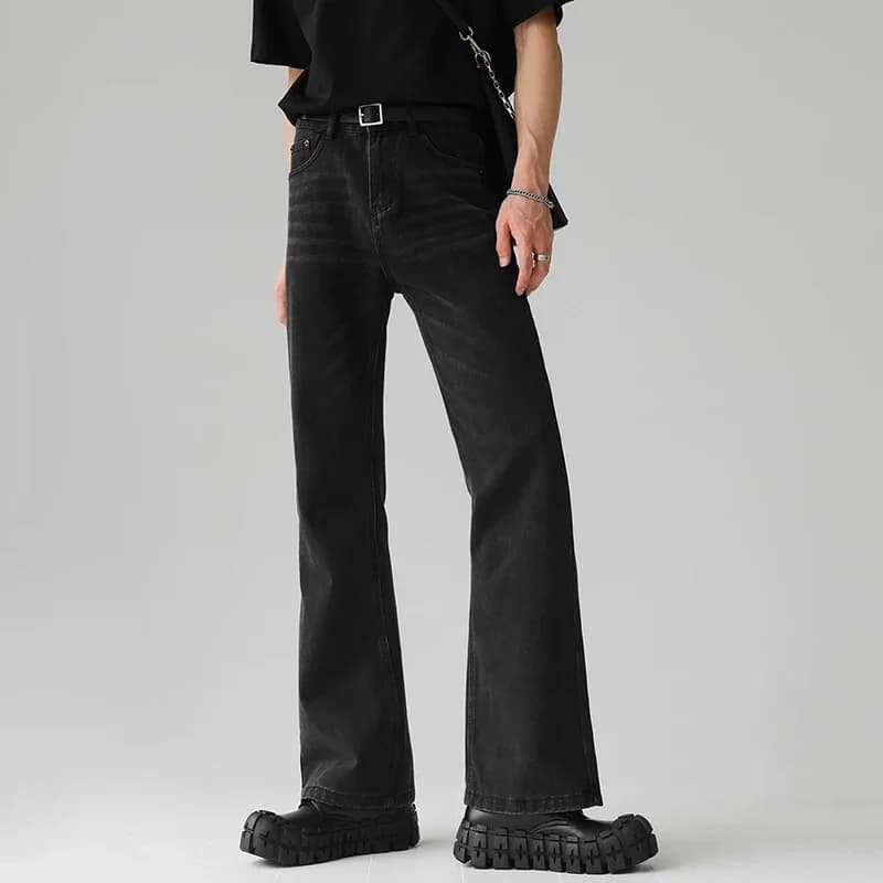 Nuovi Jeans Bootcut da Uomo in Vendita, Pantaloni Denim Casual a Gamba Dritta e Larga, Tendenza Maschile Classica e Semplice, Pantaloni Neri e Blu