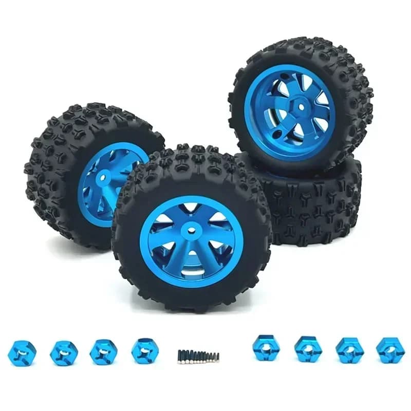 4 Ruote con Pneumatici RC da 86mm e Mozzo Esagonale da 12mm per Auto RC 1/12 1/14 Rlaarlo Hyper GO MJX 14209 14303 WLtoys A969 144001 124008 Scy 16101
