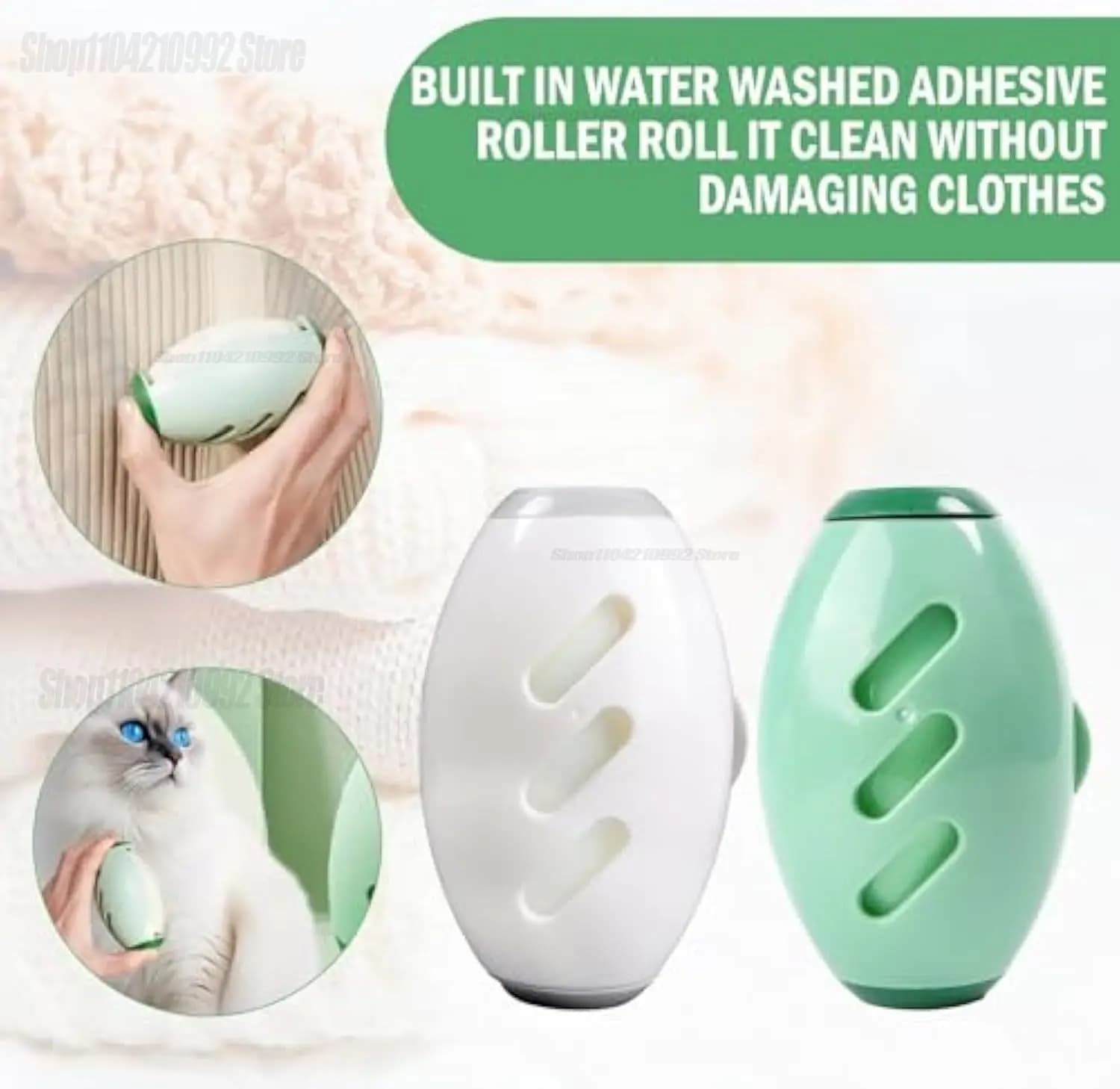 Rullo Levapelucchi Portatile Lavabile per Vestiti e Peli di Animali Domestici, Strumento Verde per Rimuovere Pelucchi e Polvere, in Plastica Resistente