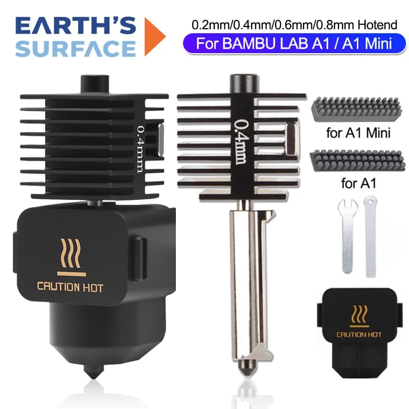 Parti della stampante 3D per Bambu Lab A1 A1 Mini Kit Hotend di montaggio 0.2 0.4 0.6 0.8mm per Bambu Lab A1/A1 mini ugello spazzola in silicone