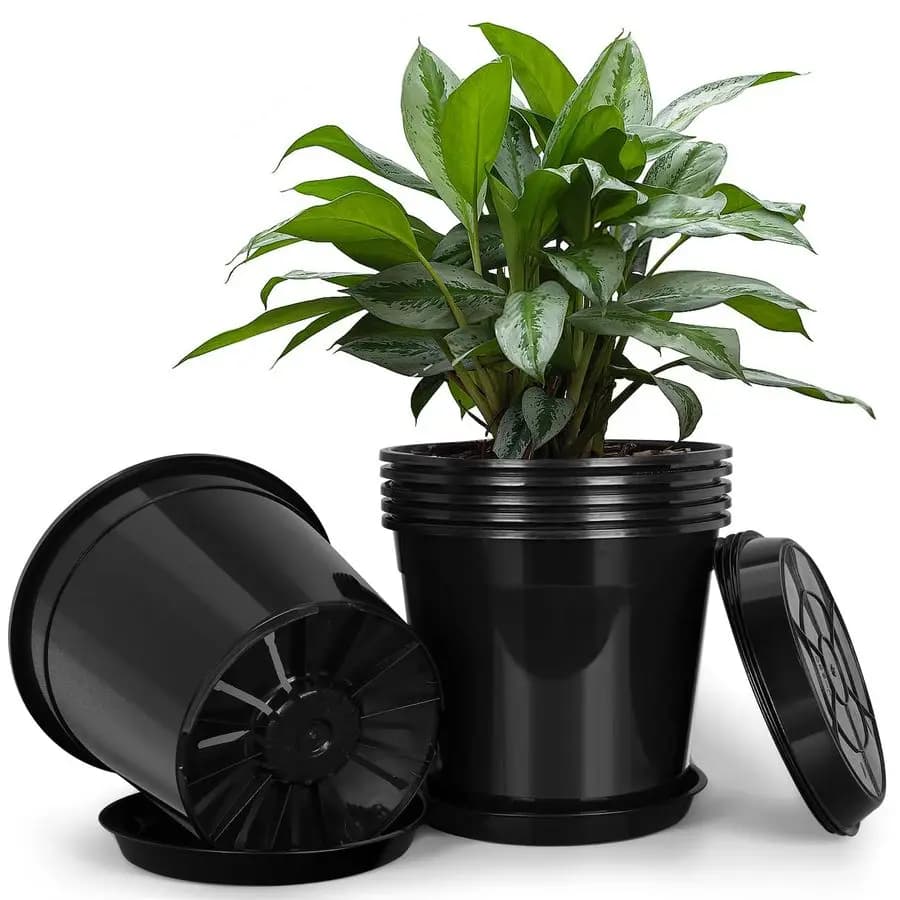 Vasi in Plastica da 3 Galloni con Sottovasi, Robusti Vasi da 1 Gallone con Fori di Drenaggio, Grandi Vasi da 1 Gallone per Fiori, Ideali per Interni