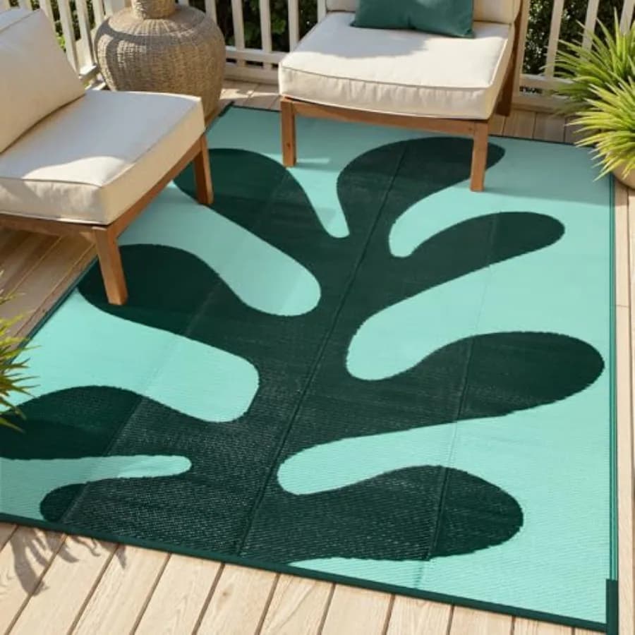 Tappeti da esterno in plastica 6x9 per patio, tappeti da campeggio a tema cartone animato corallo per l'esterno del tuo camper, tappeto leggero e resistente alle macchie