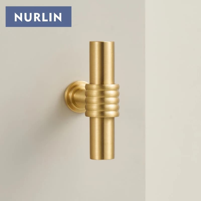 Nurlin Solid Brass Vintage Hemp Corda Custom Shape Cabinet Furniture Drawer Handle for Door Handles T-bar Pull