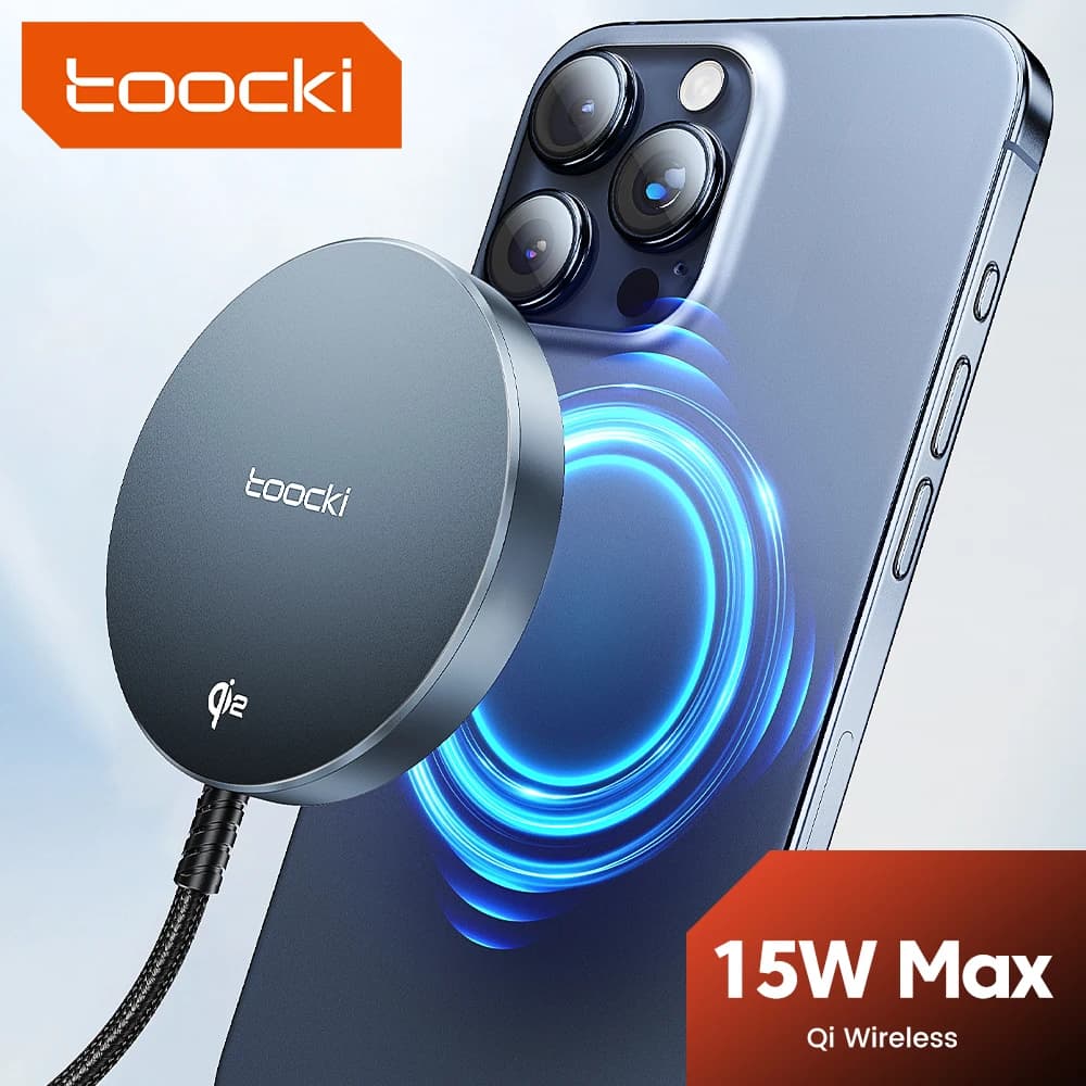 Toocki 15W Qi2.0 Caricabatterie magnetico wireless a ricarica rapida leggero per iPhone 16 15 14 13 12 pro Max - Supporto di ricarica wireless