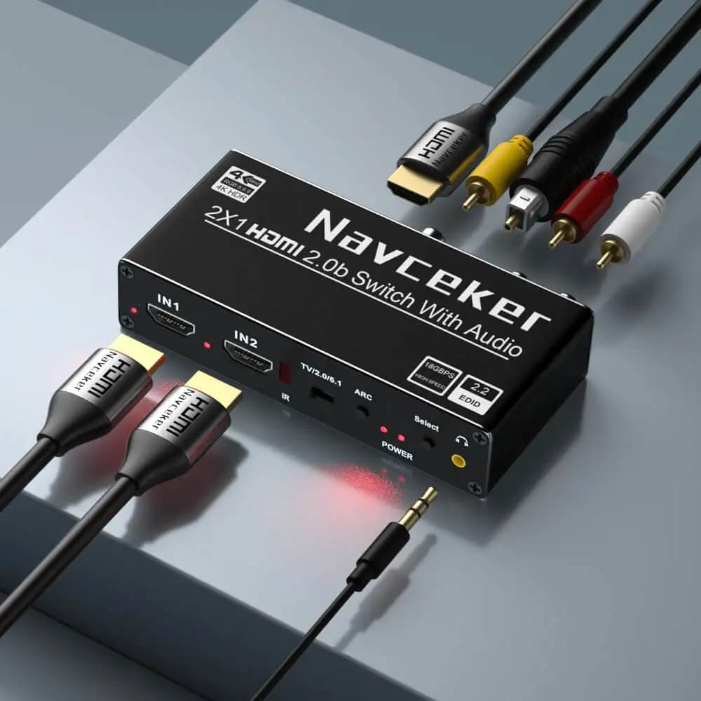 Audio switcher HDMI 4K Output switcher 2 in 1 with audio output COAXIAL R/L Toslink SPDIF Audio Switch HDMI ARC Adapter 2x1