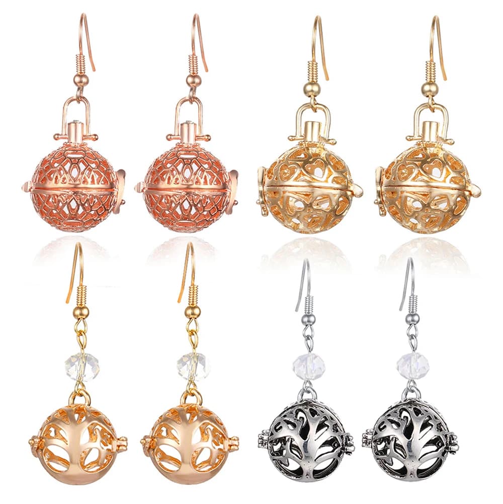 Orecchini a gabbia a forma di cuore per aromaterapia Accessori per gocce di orecchie in cristallo Profumo Diffusore di oli essenziali Medaglione Orecchini da donna Gioielli regalo