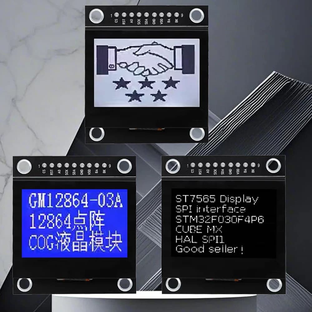 LCD12864-03A LCD screen module 12864: serial port, SPI interface, iron frame – Ideal for Arduino