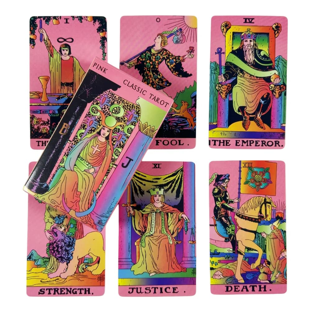 Mazzo di carte dei Tarocchi Pink Rider, 78 carte per principianti e giochi di società, gioco da tavolo misterioso per la divinazione