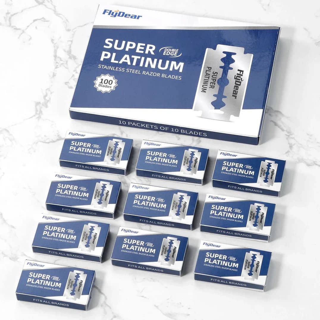 10/100 Pezzi Lame da Barba a Doppio Taglio Professionali per Uomo, Strumento per Taglio Barba e Rifinitura, per un Taglio Liscio e Pulito, 10 Pezzi/Scatola