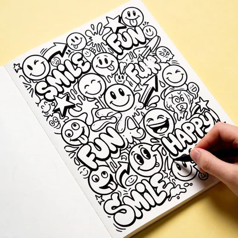 One Line Drawing and Copying Graffiti Drawing Book 22 Different Patterns One Graffiti Line Drawing Coloring Book Excluding Pens