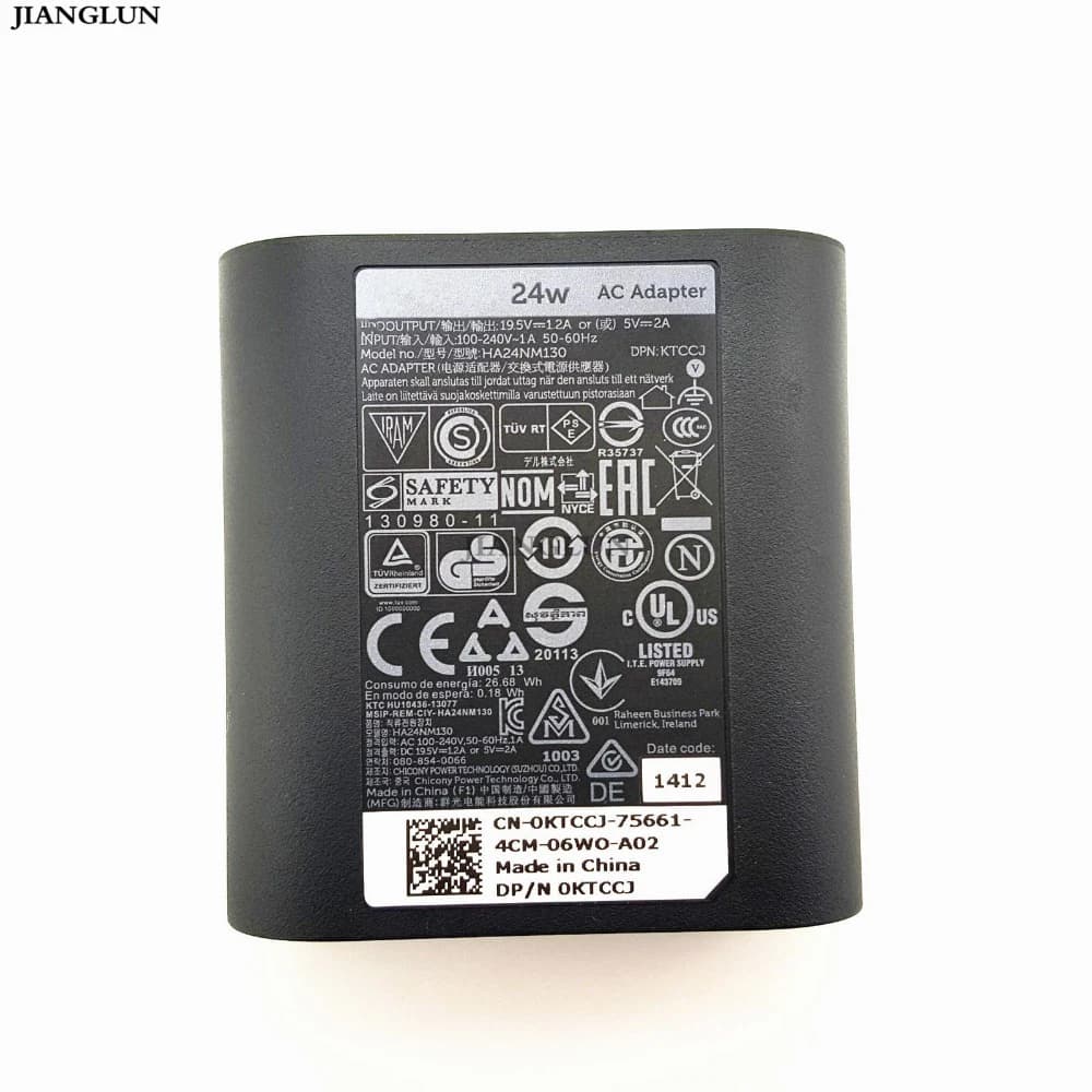 Caricatore adattatore CA OEM da 24 W HA24NM130 KTCCJ per tablet Dell Venue 11 Pro 11i 8 7