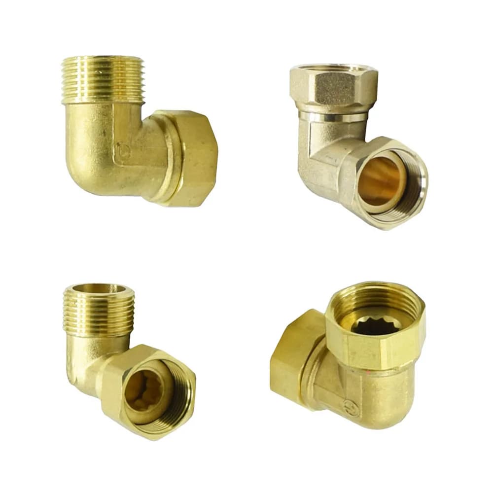 Ottone 3/4 "1" Connessione a gomito 90 gradi Rame Metallo Filettato Connettore per tubo dell'acqua Adattatore per riparazione tubo ginocchio