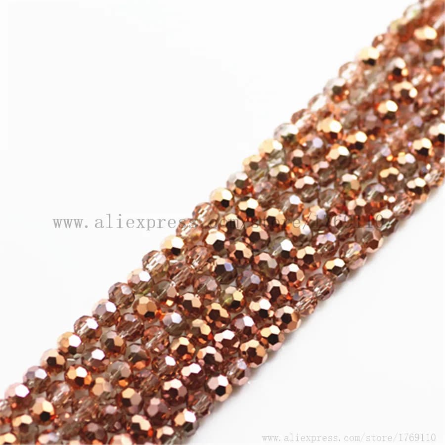 Isywaka Popolare Colore Rame Rosso 100 pz 4mm Rotondo Austria Perline di Cristallo Sfera di Vetro Perlina Allentata Del Distanziatore per la Creazione di Gioielli FAI DA TE