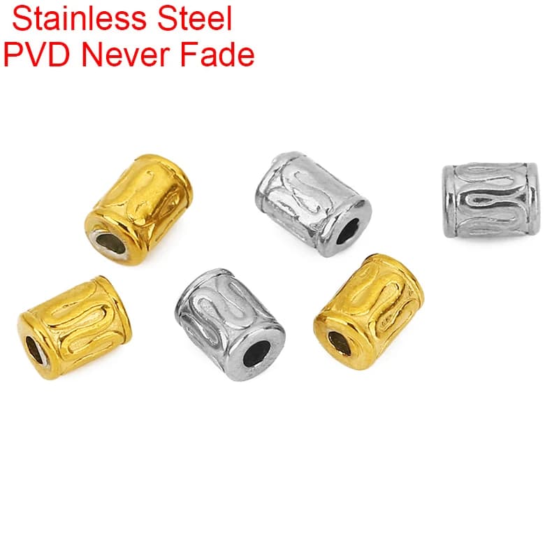 10pcs PVD Stainless Steel Necklace Spacer Beads 3x5mm Irregular Never Fade Big Hole Beads For Jewelry Making Bracelets Findings
