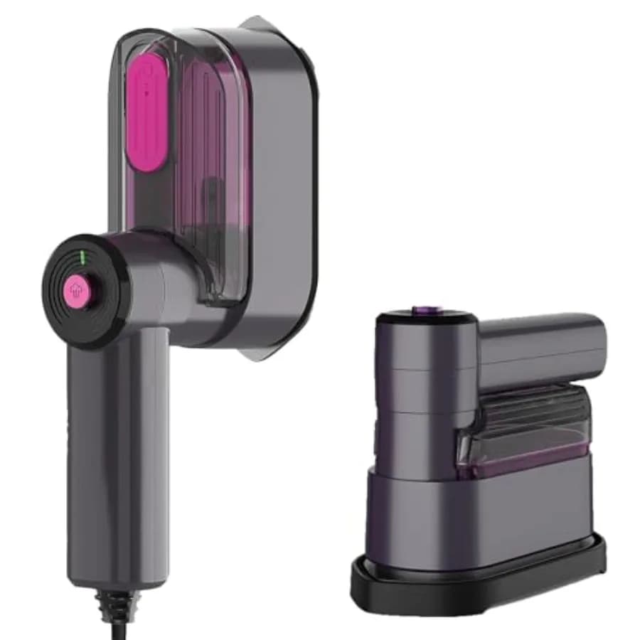 Vaporizzatore da Viaggio 2-in-1: Stiratore Portatile + Mini Ferro da Stiro, 1000W, Riscaldamento in 9s, Manico Pieghevole 180° ° Testa Girevole con Cavo da 8 Piedi Compatto