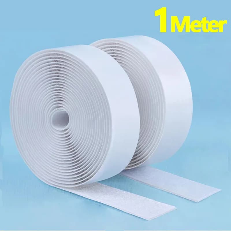Nastro autoadesivo resistente con ganci e anelli da 1/2/5 m | Larghezza 20/30/50mm | Colla Extra Forte per Fai-da-Te e Organizzazione Domestica (Bianca)