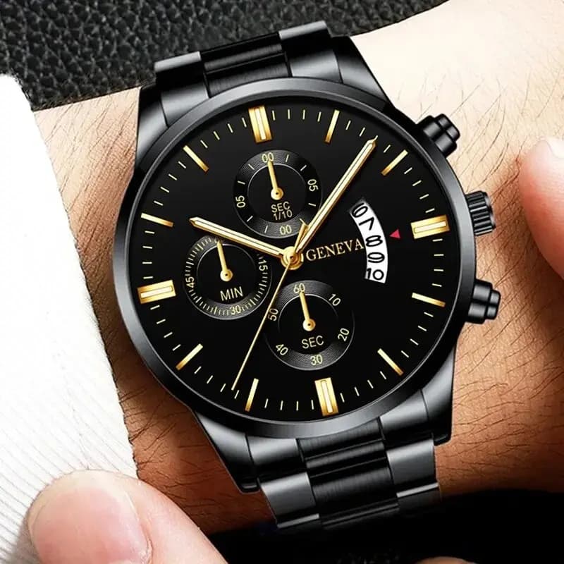 Fashionable Stainless Steel Men's Watch Quartz Wrist Watch With Luxury Calendar Business Men's Watch Montre Homme
