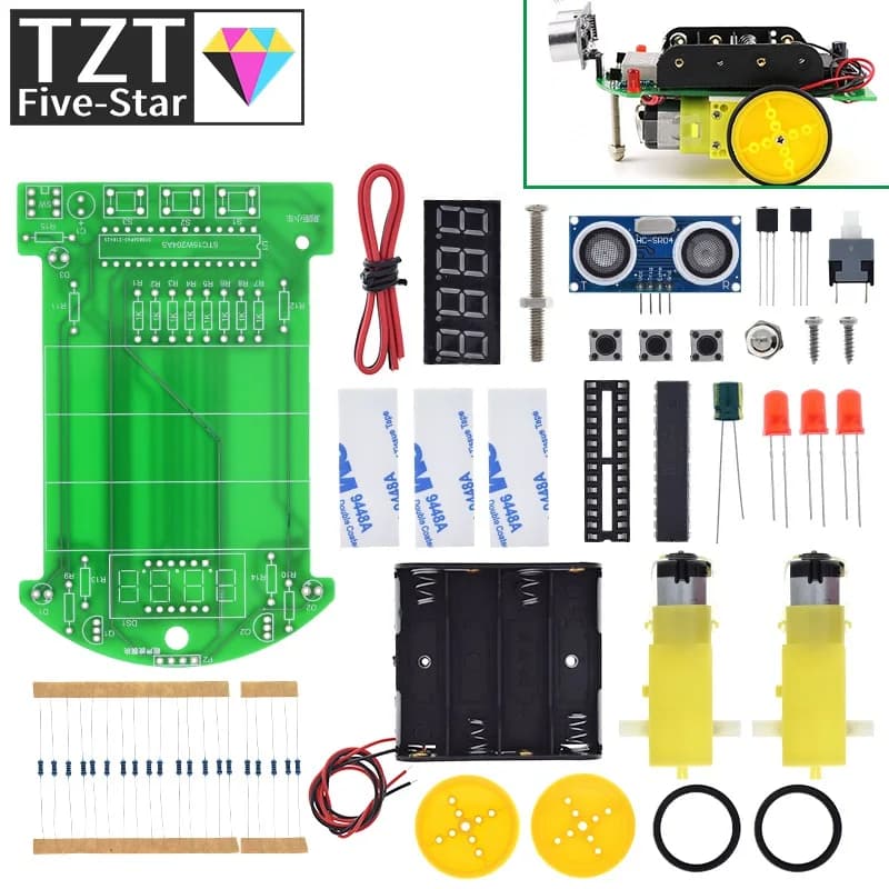GREATZT D2-4 Kit Fai-da-Te per Auto con Modulo Ultrasonico, Kit Intelligente per Misurazione Distanze per Arduino