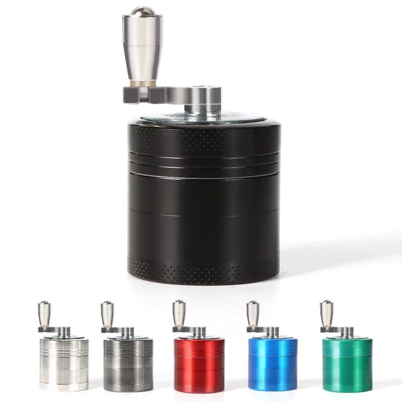 Grinder Manuale in Lega di Zinco a 4 Strati da 1,57'' per Spezie e Tabacco, Frullatore Domestico con Manico, Accessori per Fumatori, Regalo