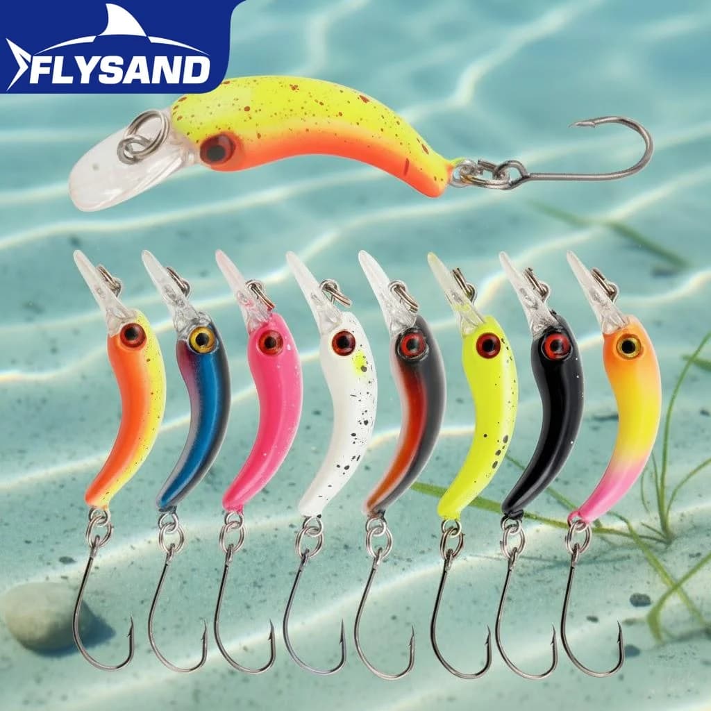 Box of 8 Floating Mini Minnow Fishing Lures Hard Bait Crankbait Tackle for Freshwater Saltwater Fishing Accessories