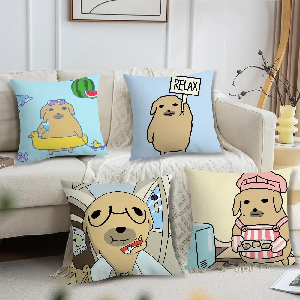 Funny Kawaii N-Nudaeng Dog Meme Cushion Cover Comfortable Soft Pillow Case for Sofa Living Room Home Decor Protective Covers