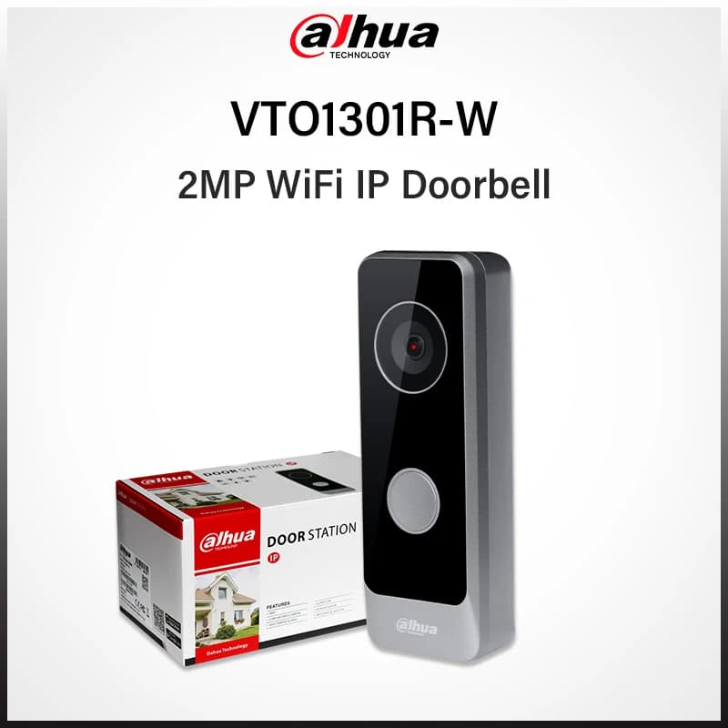 Dahua Videocitofono Wi-Fi Mini da 2MP Ultra Sottile, Campanello Wireless con Videochiamata tramite App, Visione Notturna, H.265, IP65, Alimentazione DC, VTO1301R-W