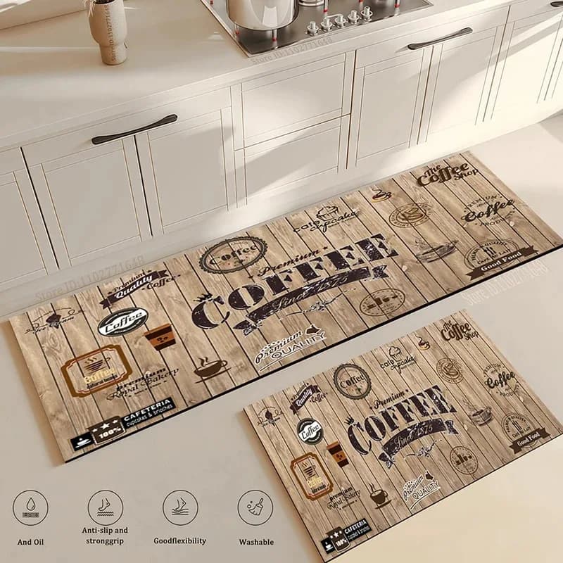 Tappetino da cucina VIKAMA Coffee, decorazione per la casa, tappetino per ingresso, corridoio, antiscivolo, per camera da letto, lavanderia, balcone