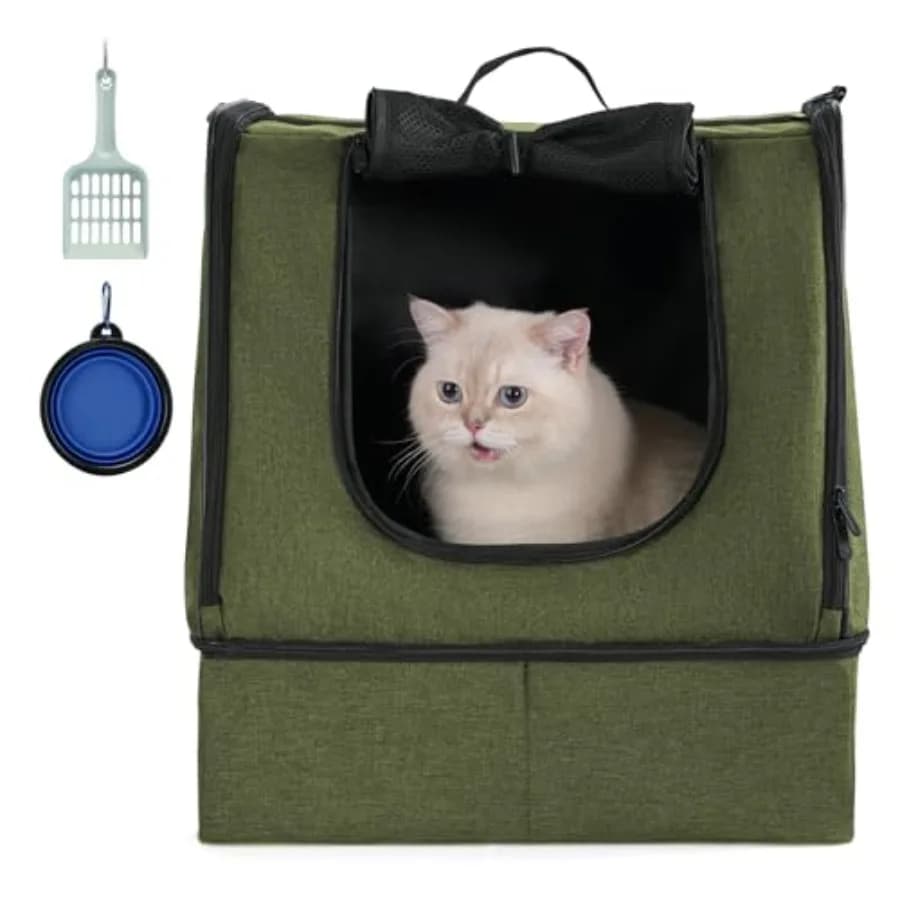 Lettiera Portatile da Viaggio per Gatti con Borsa Impermeabile con Cerniera, Base Rigida Anti-Collapsamento, Senza Perdite, Senza Odori, E