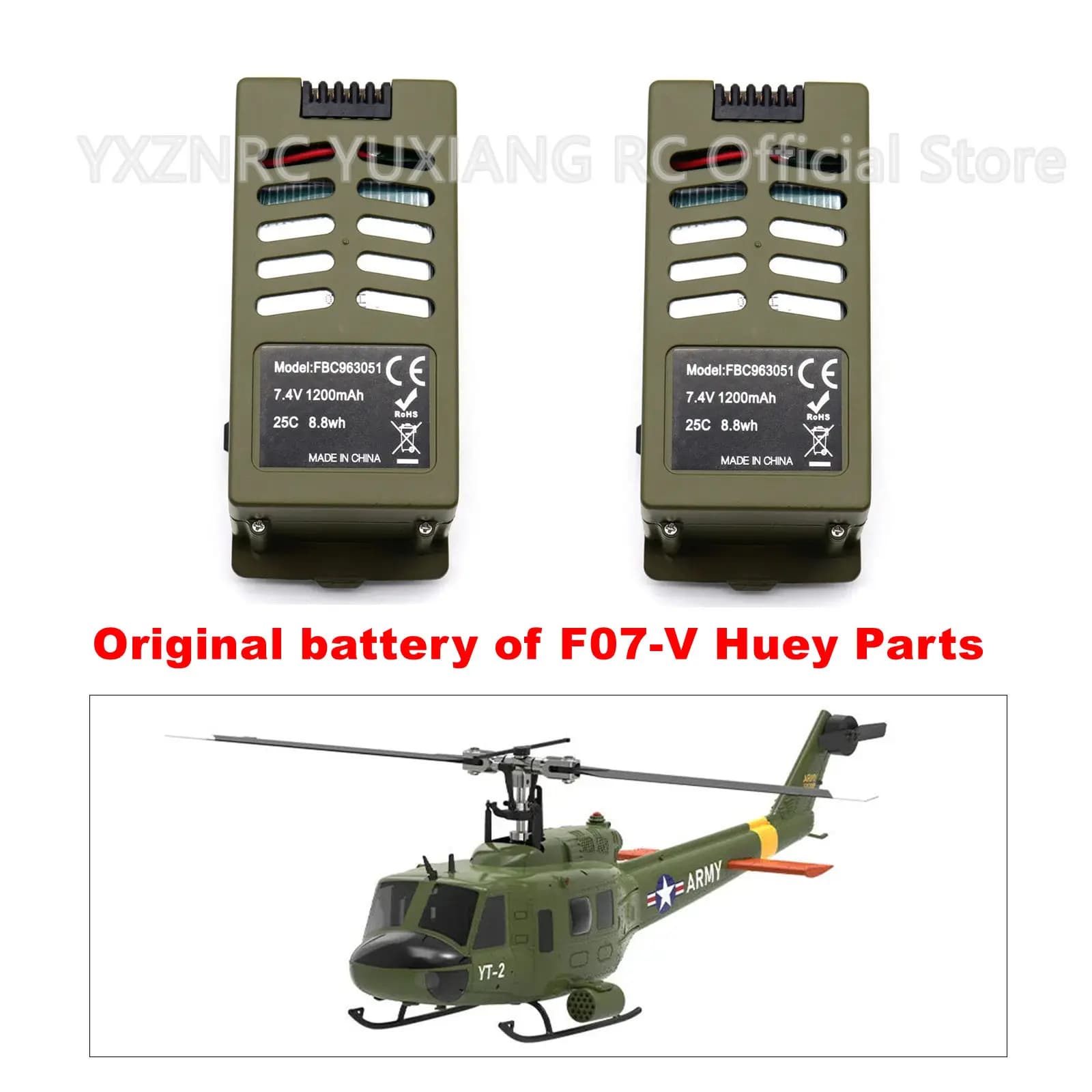 YXZNRC YUXIANG F07-V UH-1 Huey Versione 3D Parti di elicotteri RC Fusoliera Lama Grip Fusoliera batteria Accessori