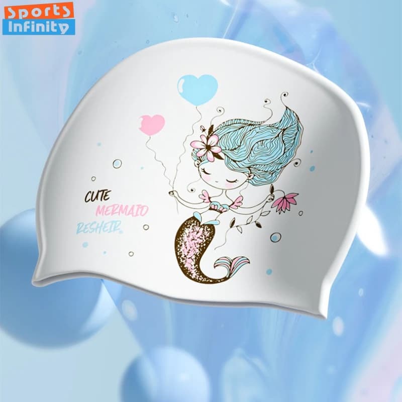 Cuffia da Nuoto per Bambini con Stampa Sirena, Impermeabile, Carina, Professionale con Protezione per le Orecchie