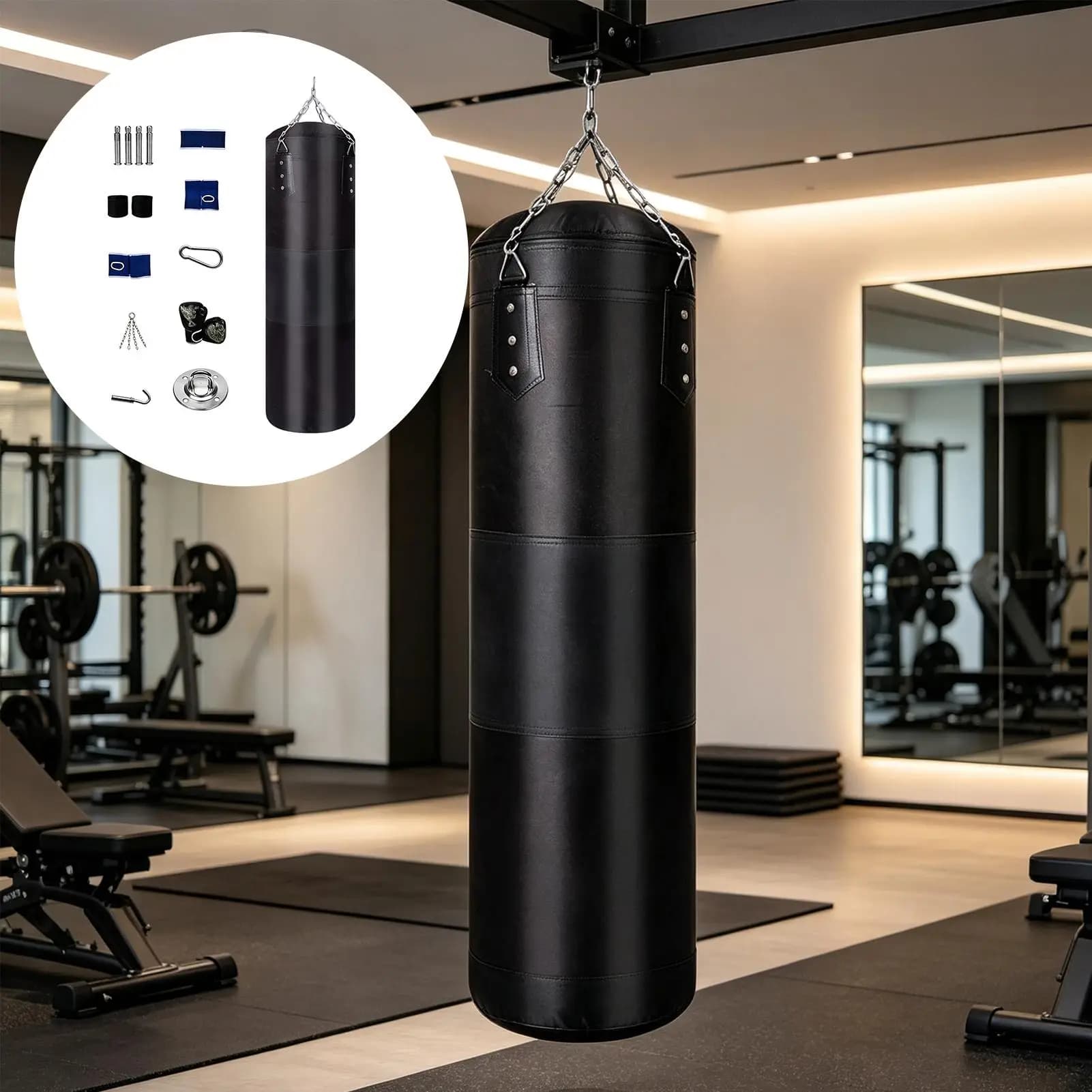 Punching Bag For Adults Oxford Fitness Trainer Gear Set With Gloves Heavy Kickboxing Bag For Adults Indoor Home Gym Workout