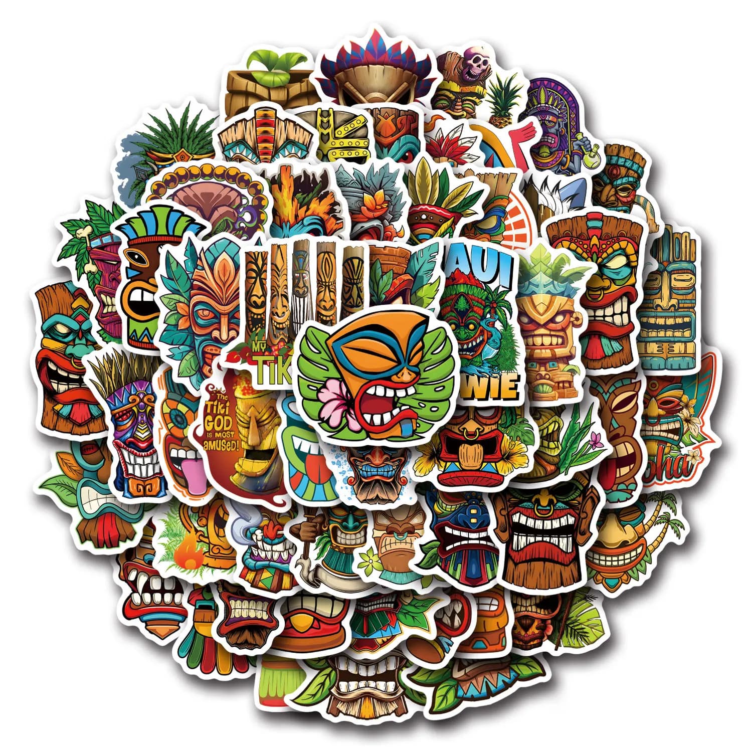 55 pezzi di cartoni animati Tiki maschera totem graffiti adesivi impermeabili fai da te telefono laptop bagagli chitarra notebook adesivi tazza