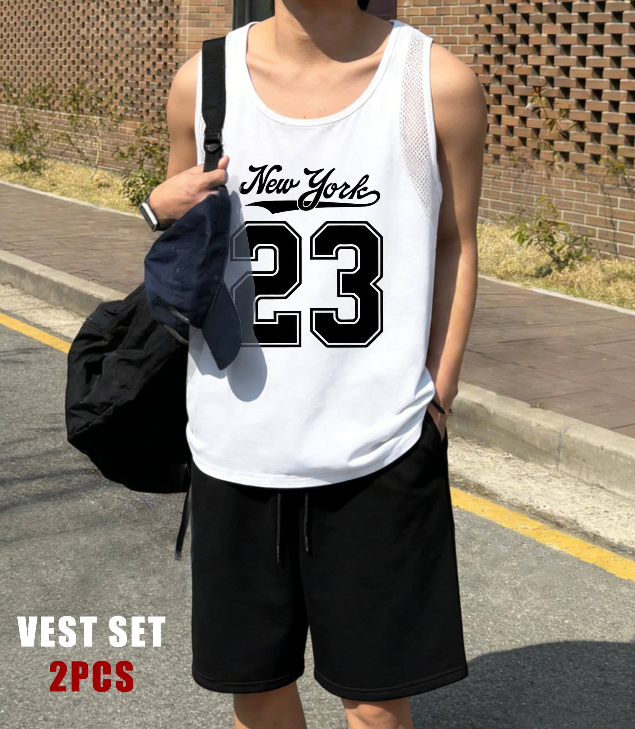 Men's Sportswear with Print Number 23 New York, Soft Tank, Fashion Shorts, Sleeveless Crew T-shirts, Unisex, Basic