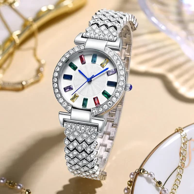 Orologio al quarzo da donna con diamanti di moda orologio da polso da donna in cristallo di lusso orologi da polso da donna in acciaio di marca superiore Relojes Para Damas