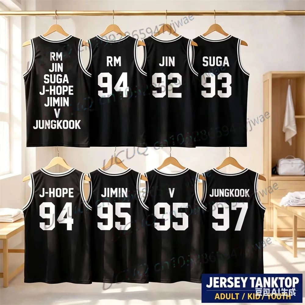 Abbigliamento per Concerti KPOP, Maglia da Basket JUNGKOOK, Canotta Traspirante, Top Sportivo Senza Maniche, Regalo per Fan, Canotta Unisex