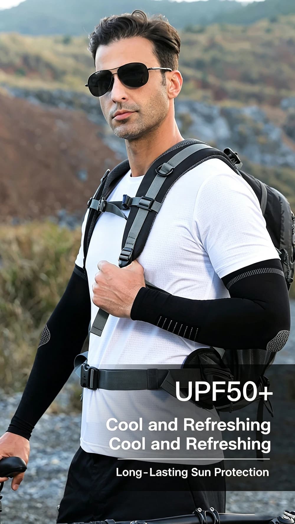Summer Ice Silk Sunscreen Arm Sleeves for Men, Outdoor Sports, Driving, Cycling, Fishing, Sunshade, Breathable Arm Covers
