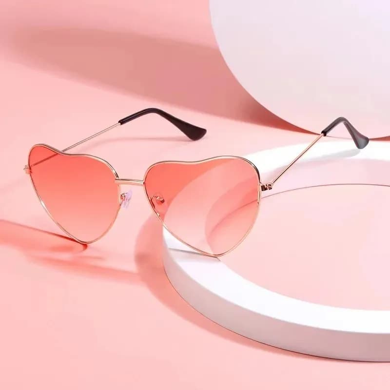 Occhiali da Sole a Forma di Cuore in Metallo, Stile Vintage e Trendy, Montatura Irregolare alla Moda, Occhiali da Sole Rosa per Donne