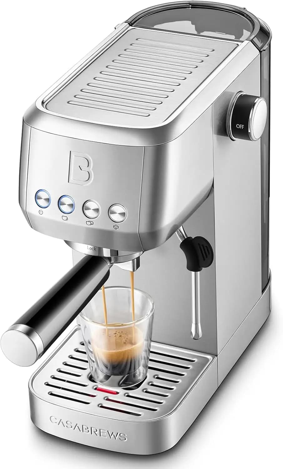 Macchina per Espresso 20 Bar con Montalatte a Vapore, Caffettiera in Acciaio Inox per Casa, Serbatoio d'Acqua da 43,9 oz, Argento