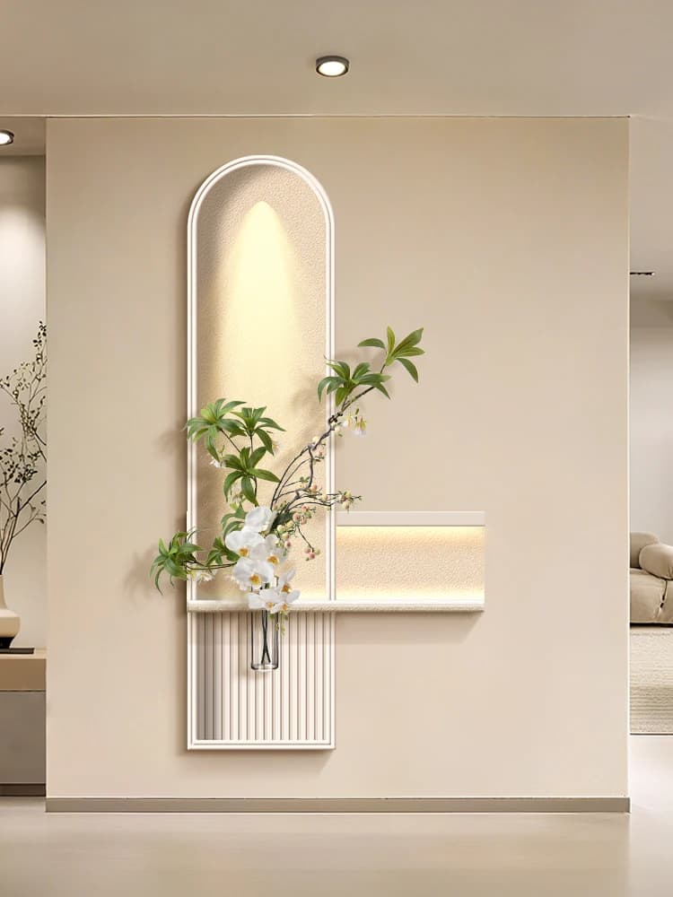 Piante verdi idrofili Bianco latte Decorazione d'ingresso Pittura Lampada da parete Lampada da parete paesaggio ingresso corridoio in pietra arenaria 3D
