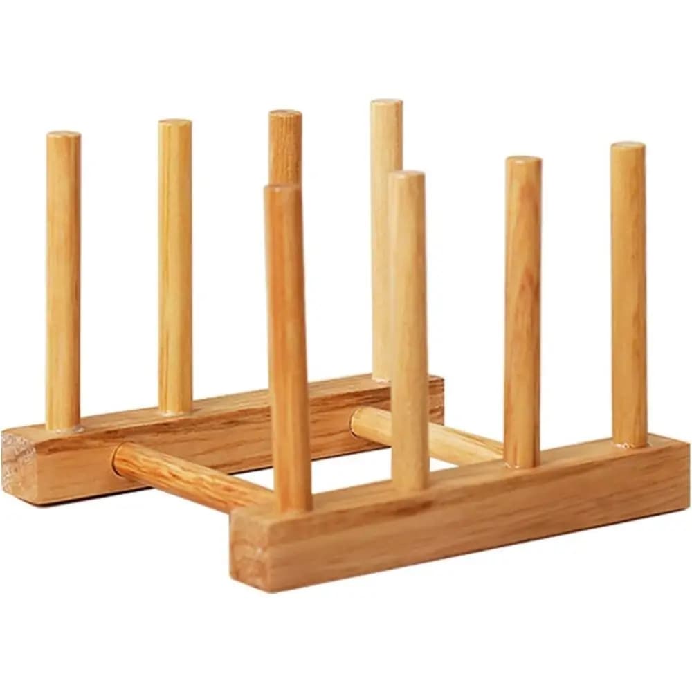 Bamboo Dish Rack, Pot Lid/Plate/Cutting Board Organizer, Kitchen Cabinet, Bottle Drying Holder