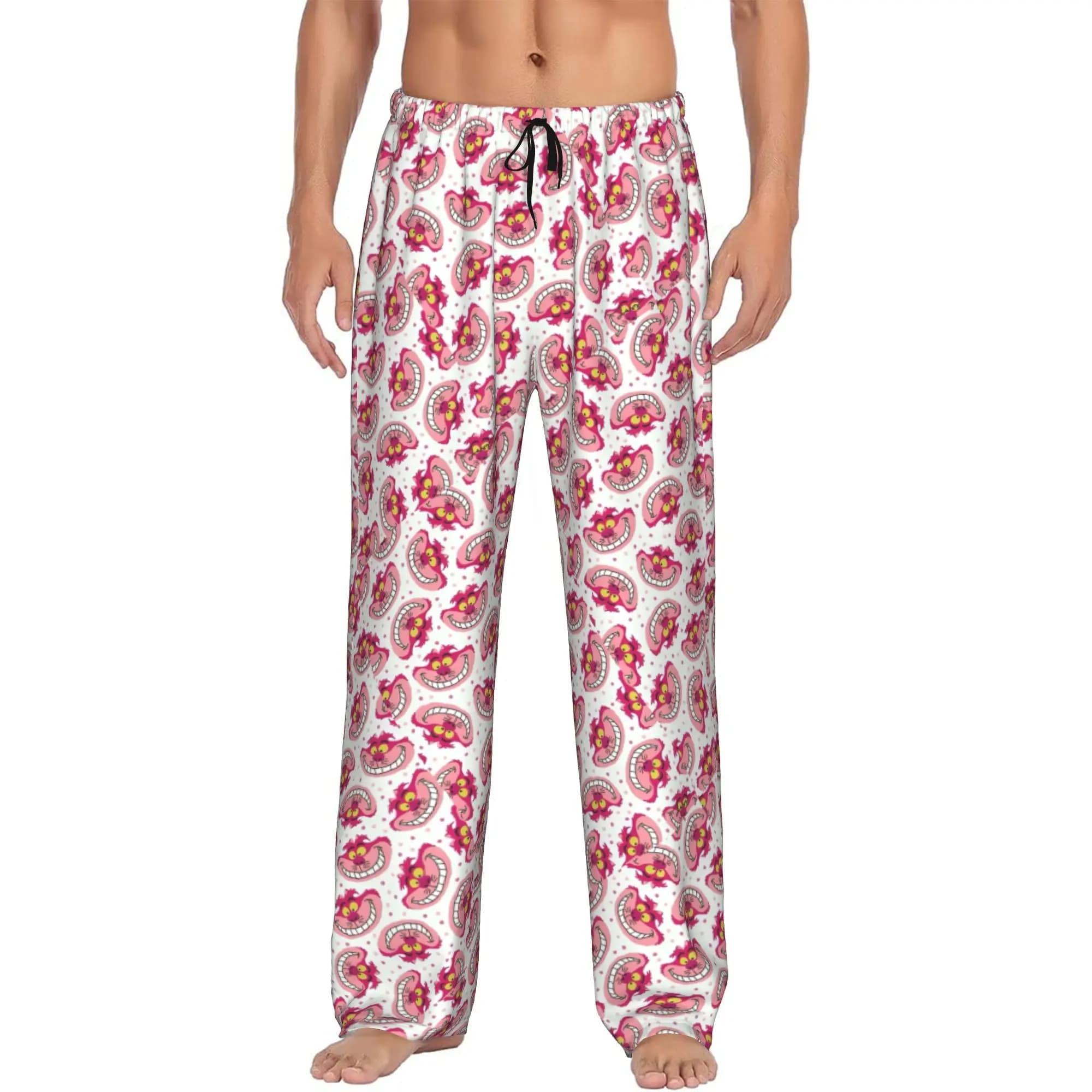Custom C-Cheshire Anime Cat Pajama Pants Men Lounge Sleep Stretch Sleepwear Bottoms with Pockets