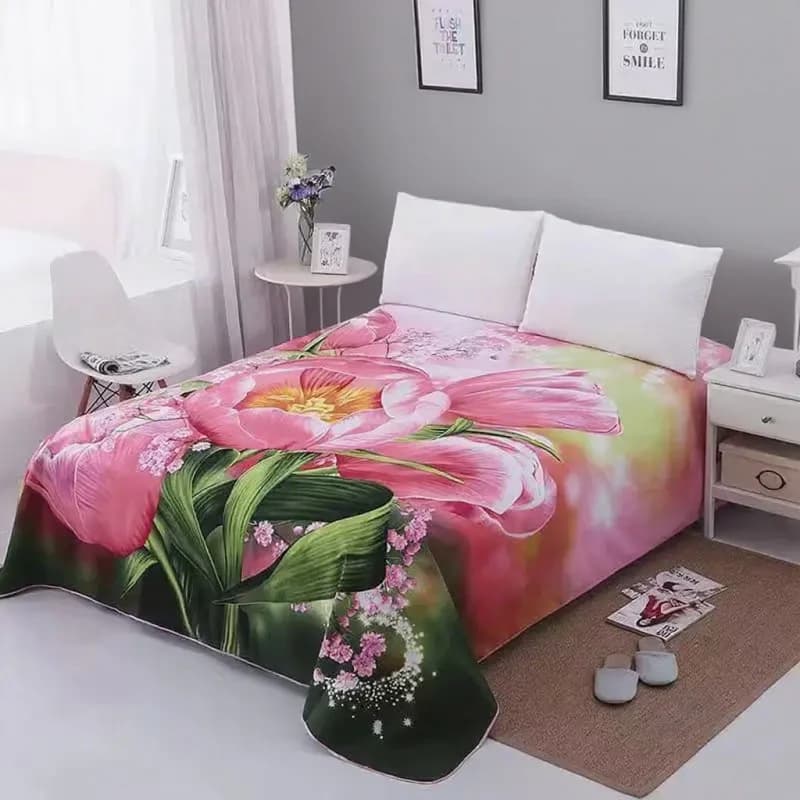 1pc Flower 3D large sandblasted soft bed sheet 245x245cm wedding bed sheet thickened bed sheet without pillowcase