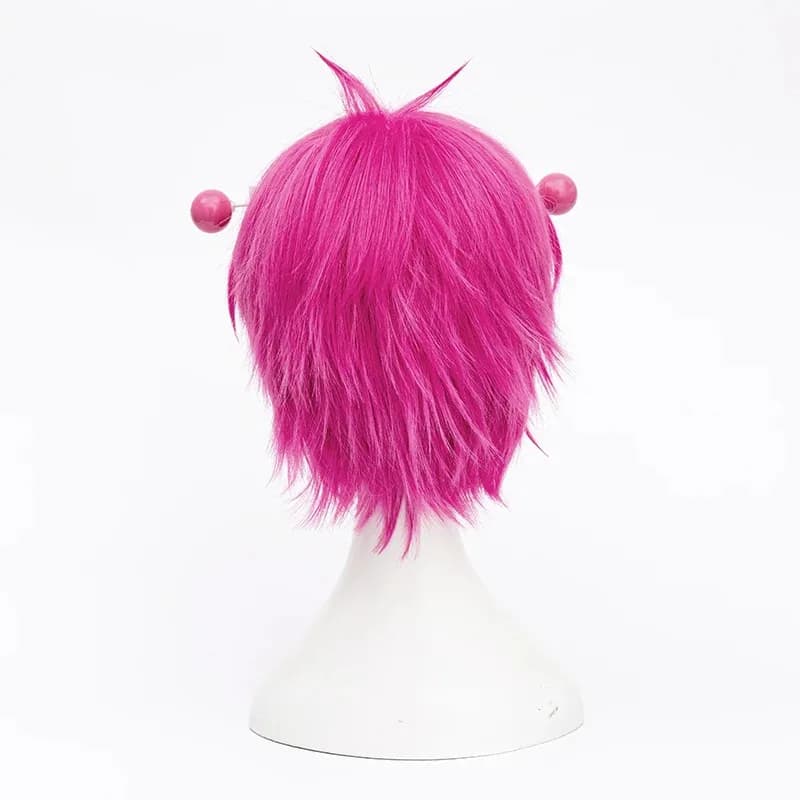Tokyo Anime La Disastrosa Vita di Saiki K. Saiki Kusuo Parrucca Cosplay Capelli Corti Rosa Sintetici con Forcine + Berretto Parrucca VCE4EFV2025