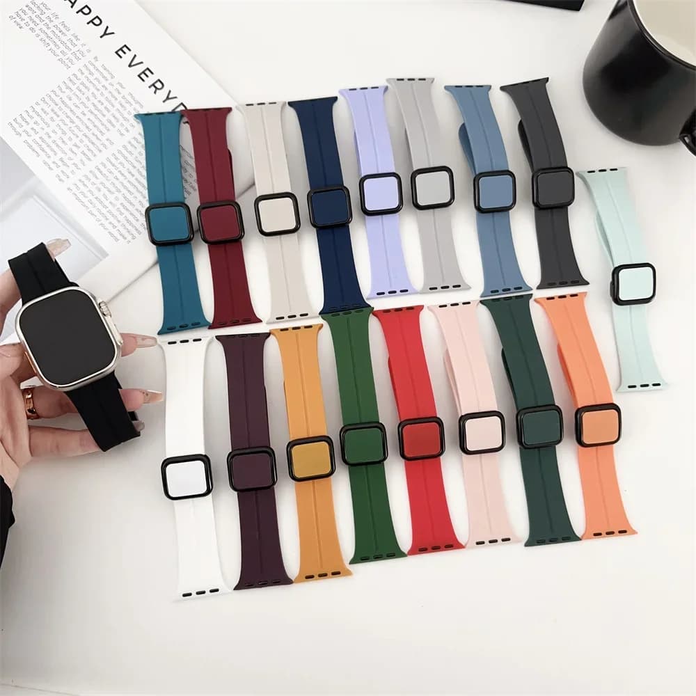 Magnetic Strap For Apple Watch Band Series 10 9 7 8 Se 6 4 5 3 Silicone Bracelet IWatch Ultra 49mm 46mm 44mm 45mm 40mm 41mm 42mm