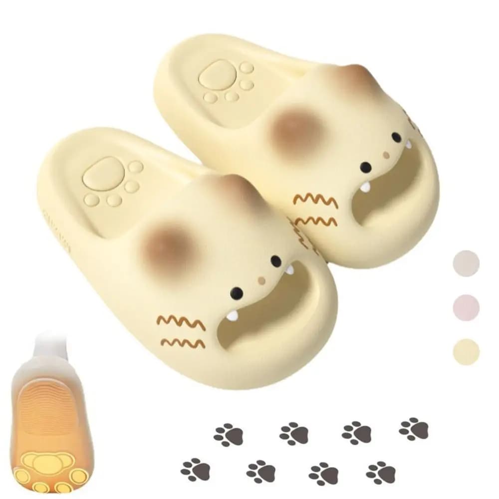 New Waterproof Cat Slippers Anti Slip Bottom Cat Paw Kitty Mules Soft Bottom Closed Toe Cat Paw Slippers Girl